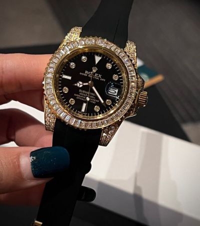 Rolex Submariner 40mm 8215 Movement Diamond Bezel Gold Case Lume Watch